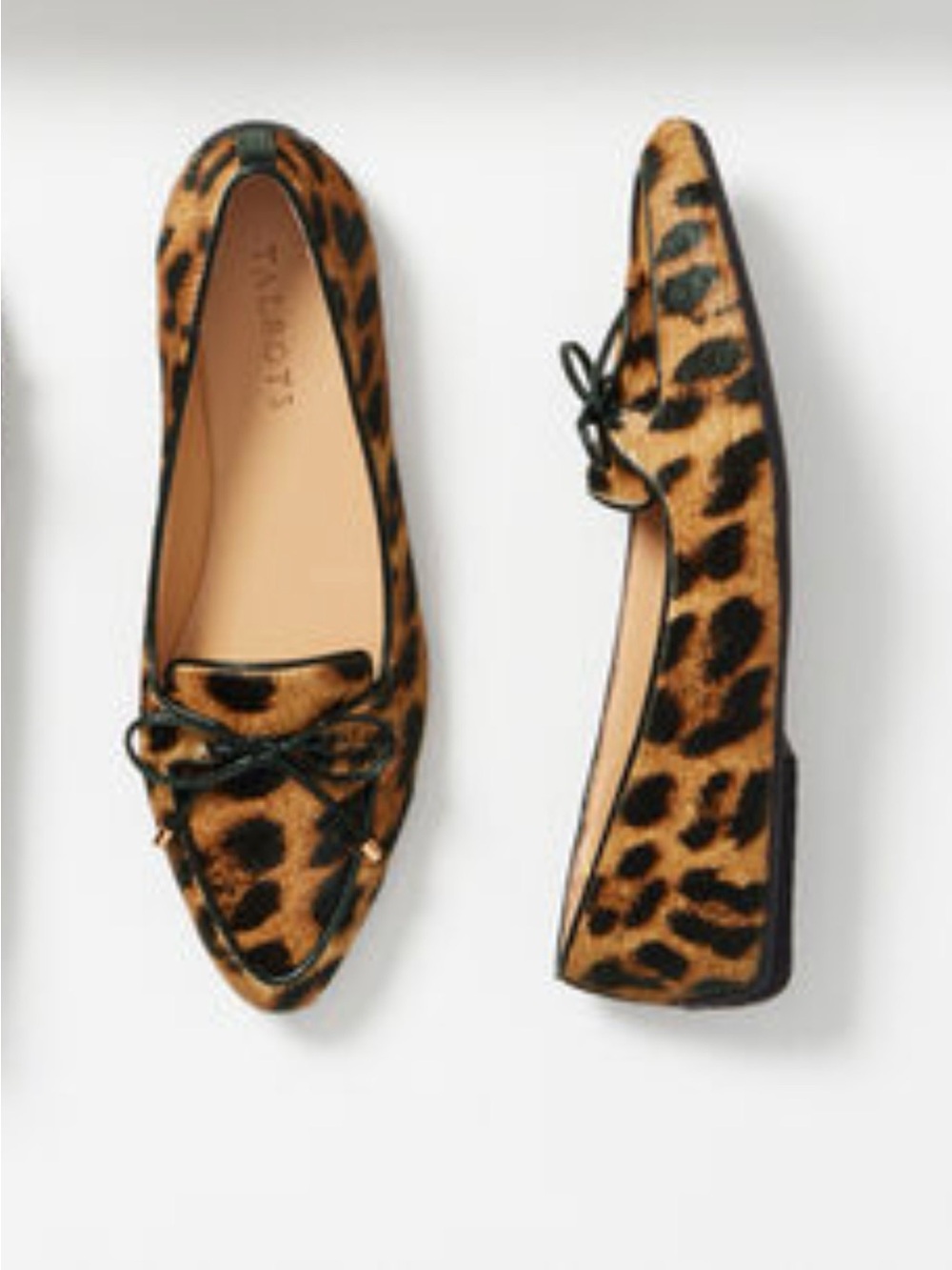 Talbots FRANCESCA BOW-FRONT DRIVING FLATS - LEOPARD HAIR CALF 8.5M NEW